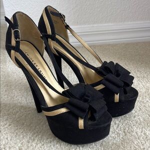 Chinese Laundry Black and Tan High Heeled Sandals